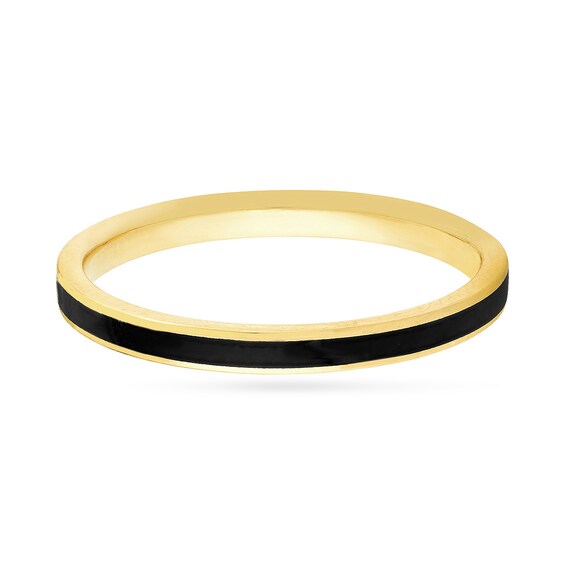 2.0mm Black Enamel Stackable Ring in 14K Gold