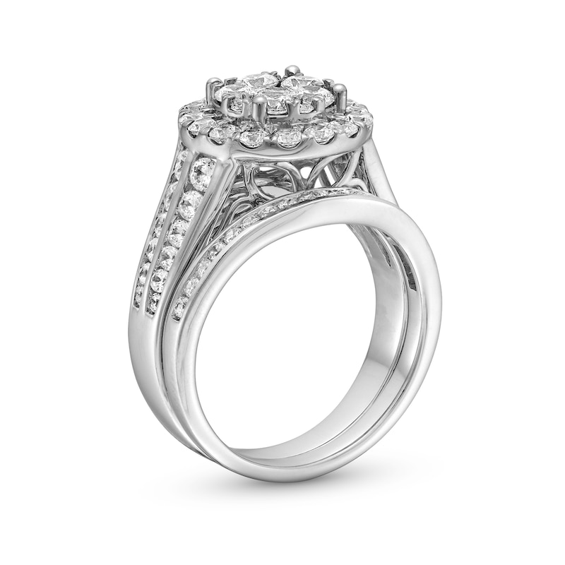 Main Image 2 of 2 CT. T.W. Multi-Diamond Frame Double Row Shank Bridal Set in 14K White Gold