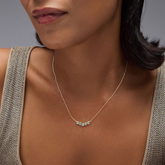 Bezel-Set Birthstone Necklace (1-7 Stones)