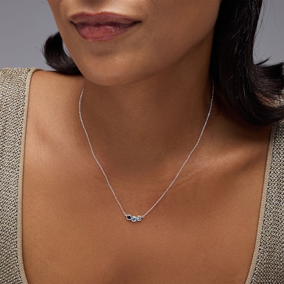 Bezel-Set Birthstone Necklace (1-7 Stones)