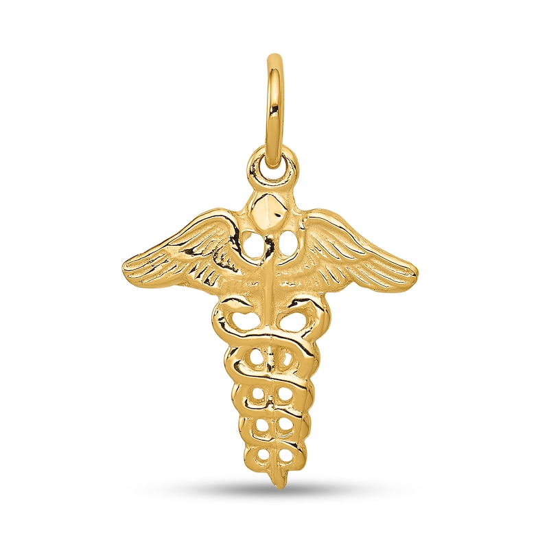 Main Image 1 of Caduceus Medical Symbol Charm in Solid 14K Gold
