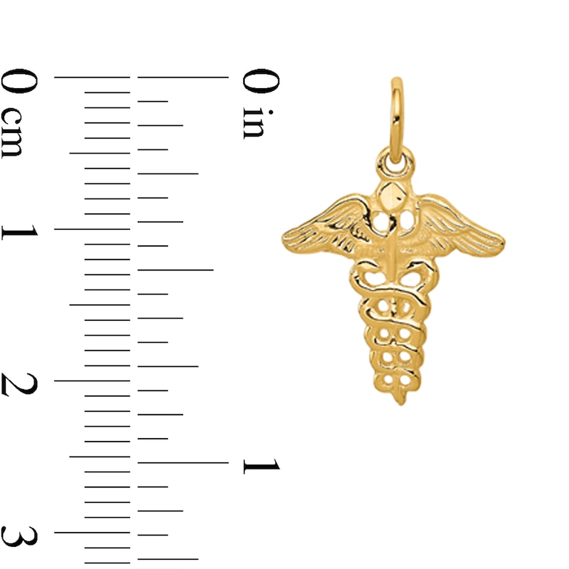 Main Image 2 of Caduceus Medical Symbol Charm in Solid 14K Gold