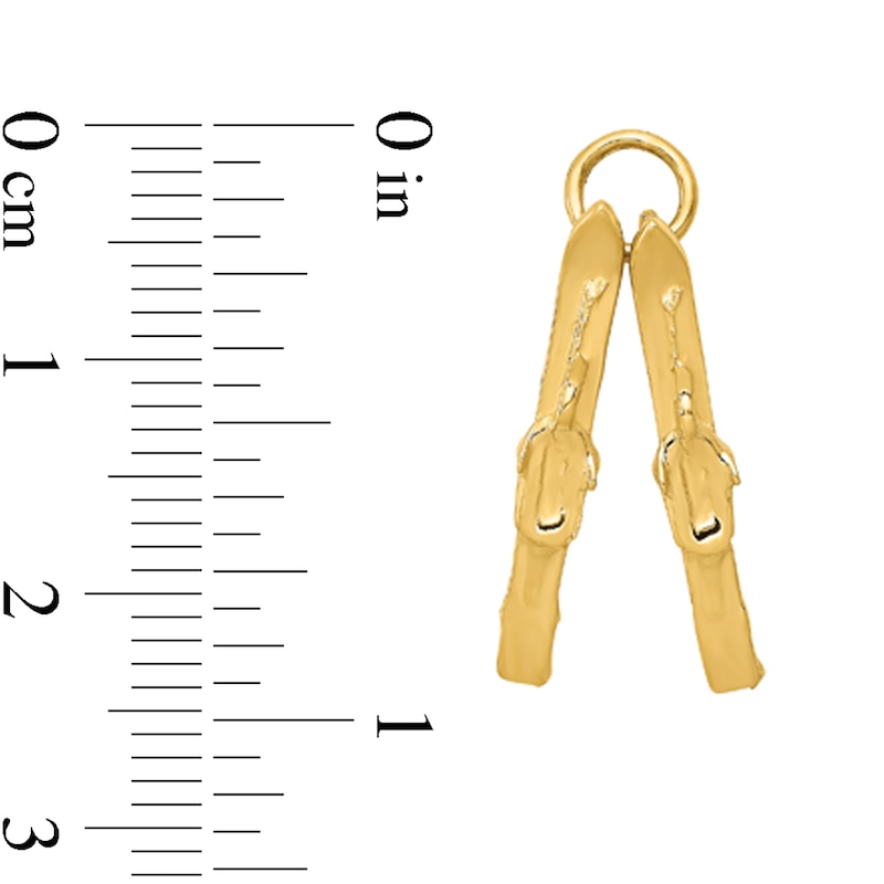 Main Image 2 of 3-D Pair of Skis Charm in Solid 14K Gold
