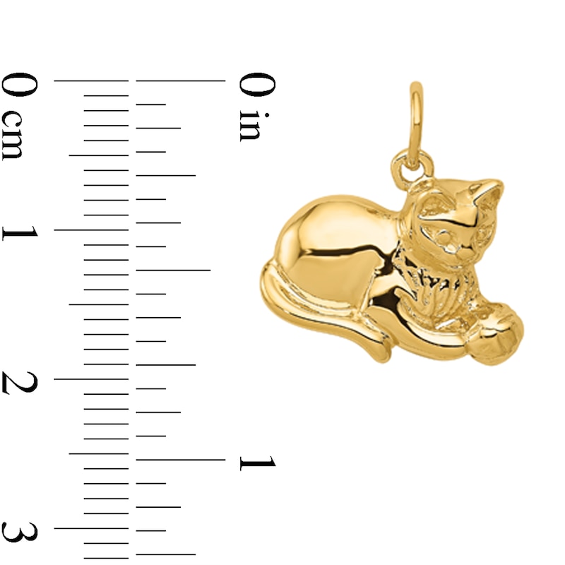Main Image 2 of Cat with Ball Charm in Solid 14K Gold