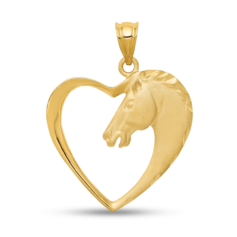 Main Image 1 of Horse in Heart Necklace Charm in Solid 14K Gold