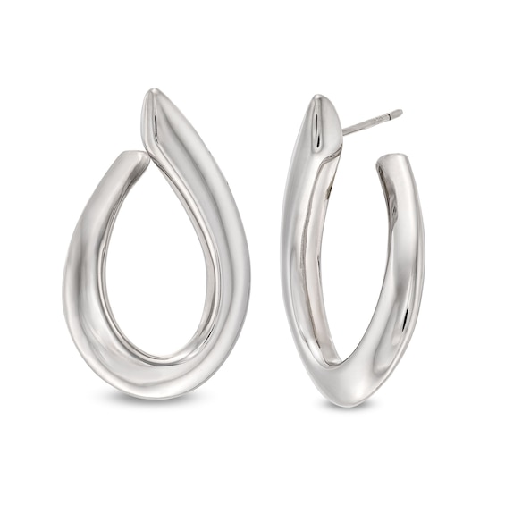 31.8mm Curved Oval Hoop Earrings in Hollow Sterling Silver