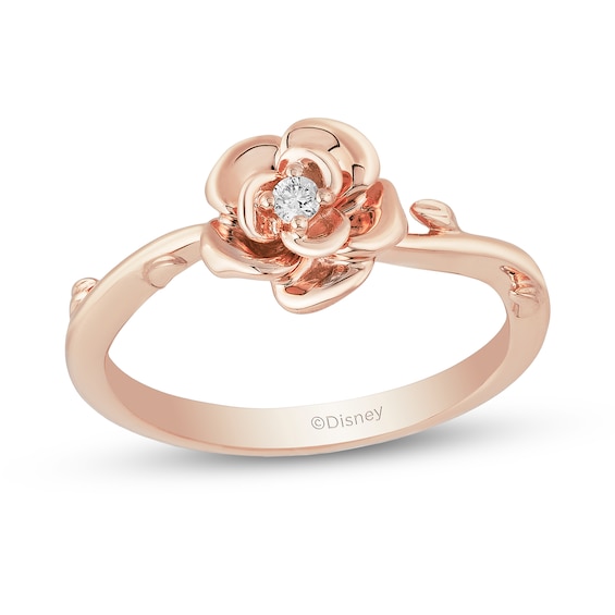 Enchanted Disney Belle Diamond Accent Rose Ring in 10K Rose Gold
