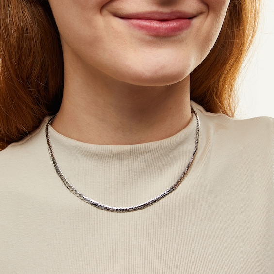 3.9mm Diamond-Cut Herringbone Chain Necklace in Solid Sterling Silver - 16"