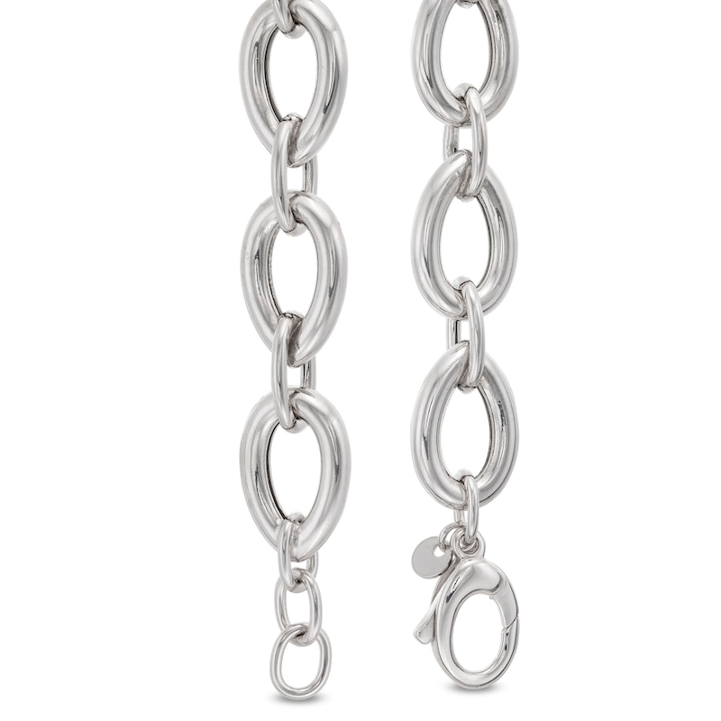 Main Image 3 of 15.0mm Pear-Shaped Link Chain Bracelet in Hollow Sterling Silver - 8.25"