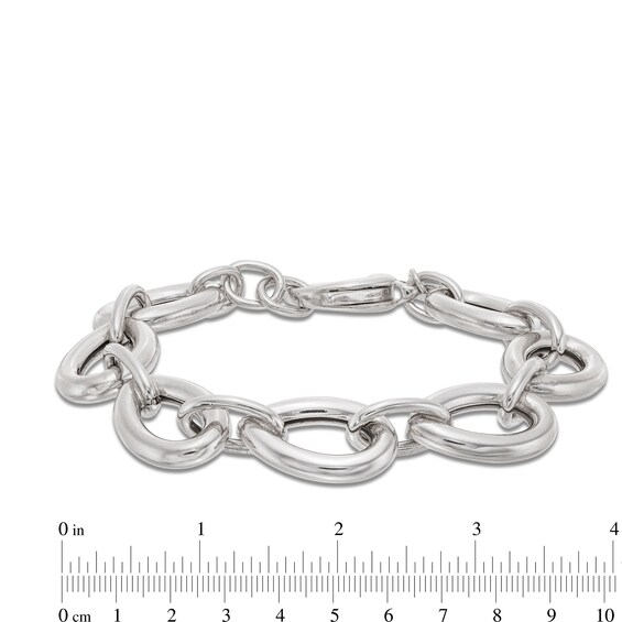 15.0mm Pear-Shaped Link Chain Bracelet in Hollow Sterling Silver - 8.25"