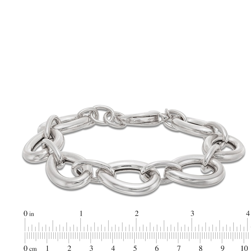 Main Image 4 of 15.0mm Pear-Shaped Link Chain Bracelet in Hollow Sterling Silver - 8.25"
