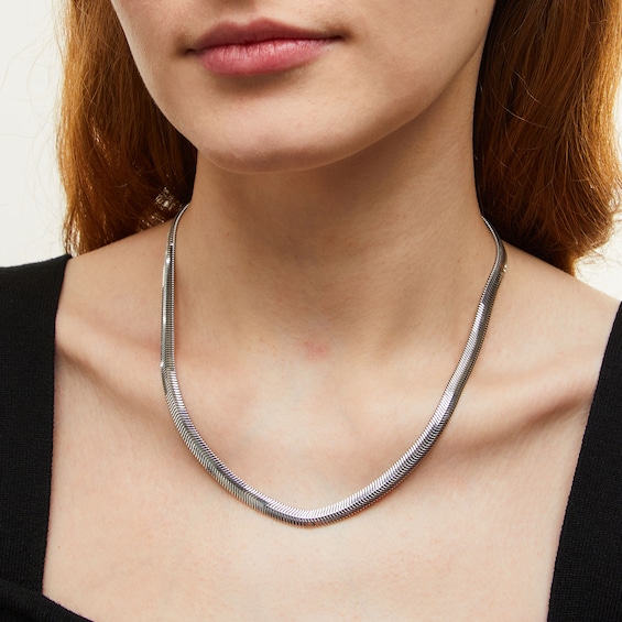 6.3mm Diamond-Cut Snake Chain Necklace in Hollow Sterling Silver - 18"