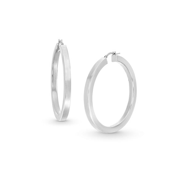 50.0mm Square Tube Hoop Earrings in Hollow Sterling Silver