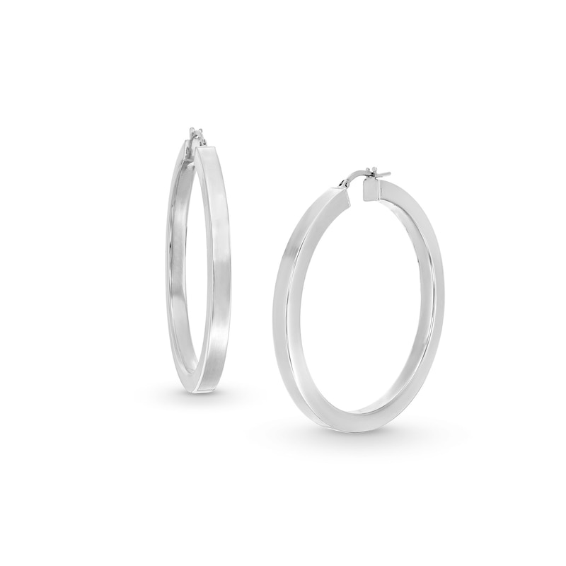Main Image 1 of 50.0mm Square Tube Hoop Earrings in Hollow Sterling Silver