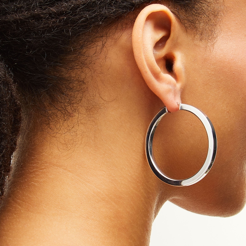 Main Image 2 of 50.0mm Square Tube Hoop Earrings in Hollow Sterling Silver