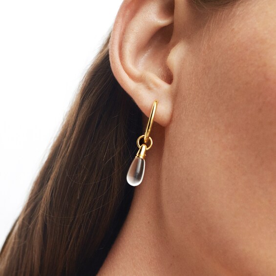 PDPAOLAâ¢ at Zales ICONS White Quartz Small Teardrop Dangle Single Hoop Earring in Sterling Silver with 18K Gold Plate
