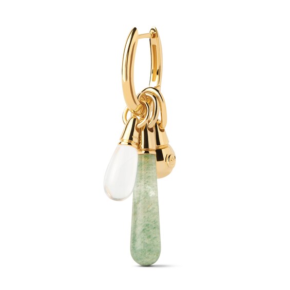 PDPAOLAâ¢ at Zales ICONS White Quartz Small Teardrop Dangle Single Hoop Earring in Sterling Silver with 18K Gold Plate