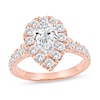 Thumbnail Image 1 of 2-1/2 CT. T.W. Pear-Shaped Certified Lab-Grown Diamond Frame Engagement Ring in 14K Rose Gold (F/VS2)