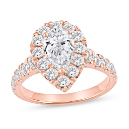 2-1/2 CT. T.W. Pear-Shaped Certified Lab-Grown Diamond Frame Engagement Ring in 14K Rose Gold (F/VS2)