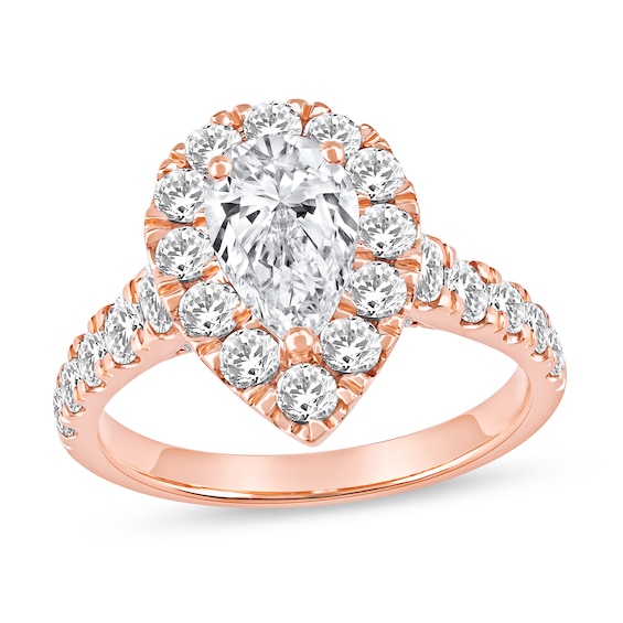 2-1/2 CT. T.w. Pear-Shaped Certified Lab-Grown Diamond Frame Engagement Ring in 14K Rose Gold (F/Vs2)