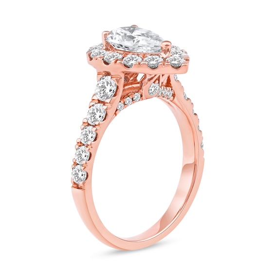 2-1/2 CT. T.w. Pear-Shaped Certified Lab-Grown Diamond Frame Engagement Ring in 14K Rose Gold (F/Vs2)