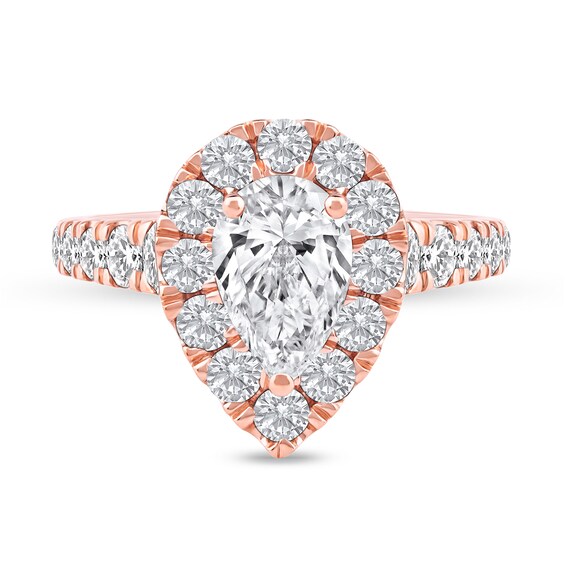 2-1/2 CT. T.w. Pear-Shaped Certified Lab-Grown Diamond Frame Engagement Ring in 14K Rose Gold (F/Vs2)