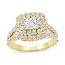 2 CT. T.W. Princess-Cut Certified Lab-Grown Diamond Frame Split Shank Engagement Ring in 14K Gold (F/VS2)