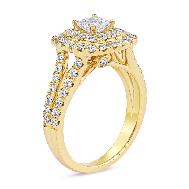 Main Image 2 of 2 CT. T.W. Princess-Cut Certified Lab-Grown Diamond Frame Split Shank Engagement Ring in 14K Gold (F/VS2)