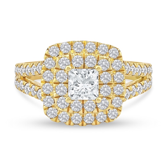 2 CT. T.w. Princess-Cut Certified Lab-Grown Diamond Frame Split Shank Engagement Ring in 14K Gold (F/Vs2)