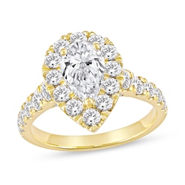 2-1/2 CT. T.W. Pear-Shaped Certified Lab-Grown Diamond Frame Engagement Ring in 14K Gold (F/VS2)