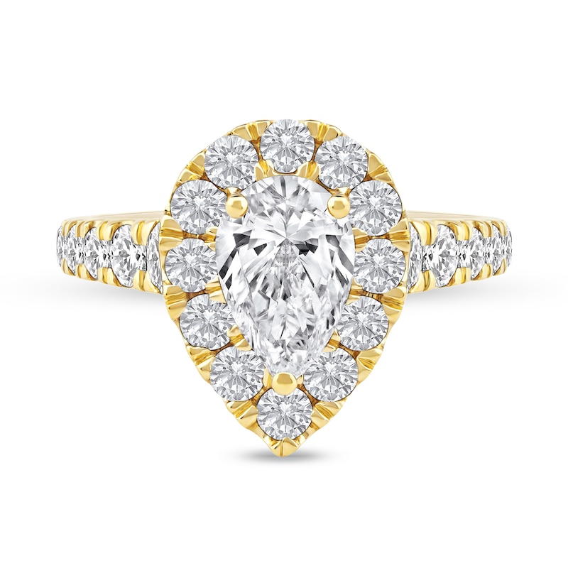 Main Image 3 of 2-1/2 CT. T.W. Pear-Shaped Certified Lab-Grown Diamond Frame Engagement Ring in 14K Gold (F/VS2)
