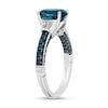 Thumbnail Image 2 of Enchanted Disney Cinderella Oval London Blue Topaz and 1/8 CT. T.W. Diamond Collar Engagement Ring in 14K White Gold
