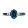 Thumbnail Image 4 of Enchanted Disney Cinderella Oval London Blue Topaz and 1/8 CT. T.W. Diamond Collar Engagement Ring in 14K White Gold