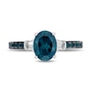 Thumbnail Image 3 of Enchanted Disney Cinderella Oval London Blue Topaz and 1/8 CT. T.W. Diamond Collar Engagement Ring in 14K White Gold