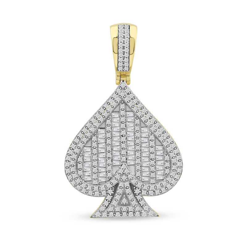 Main Image 1 of 1 CT. T.W. Baguette and Round Diamond Spade Necklace Charm in 10K Gold