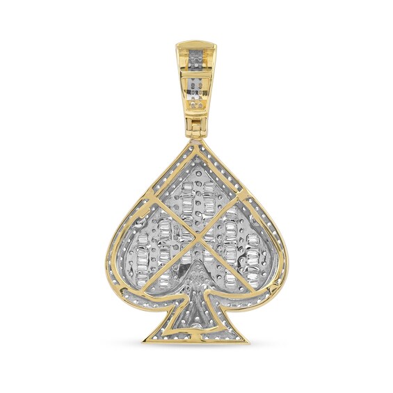 1 CT. T.w. Baguette and Round Diamond Spade Necklace Charm in 10K Gold