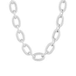 10.0mm Textured and Polished Figaro Chain Necklace in Hollow Sterling Silver - 18"
