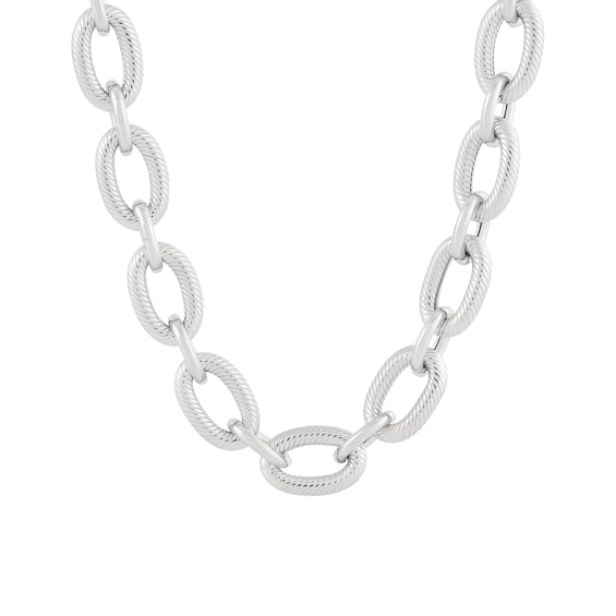 10.0mm Textured and Polished Figaro Chain Necklace in Hollow Sterling Silver - 18"