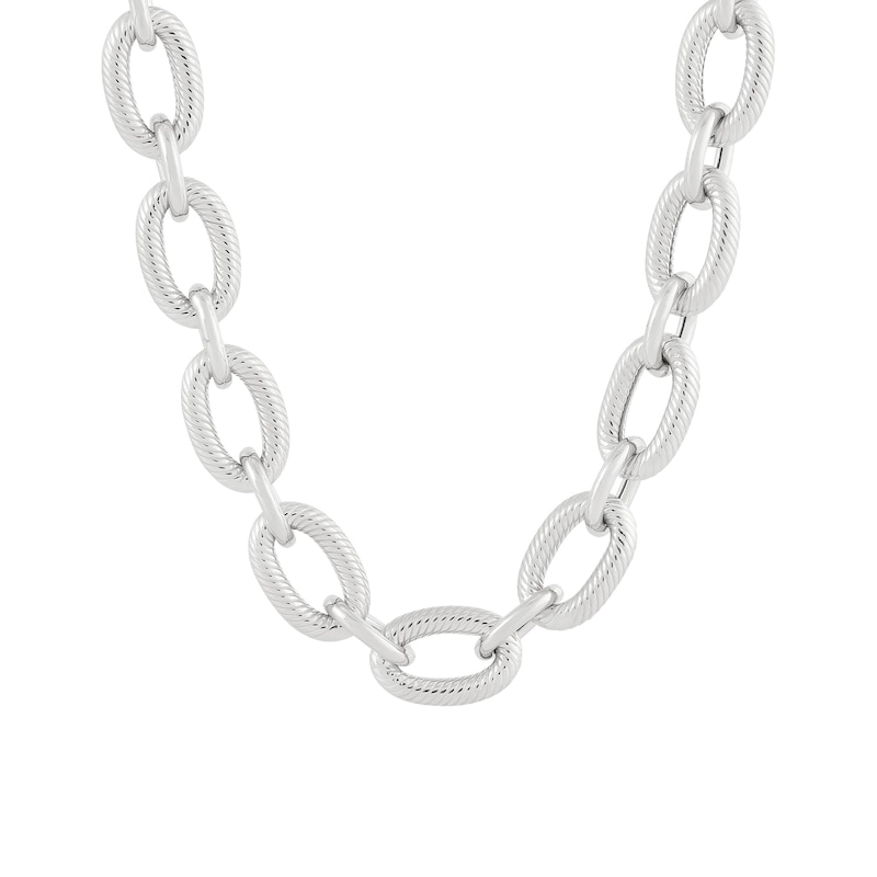 Main Image 1 of 10.0mm Textured and Polished Figaro Chain Necklace in Hollow Sterling Silver - 18"