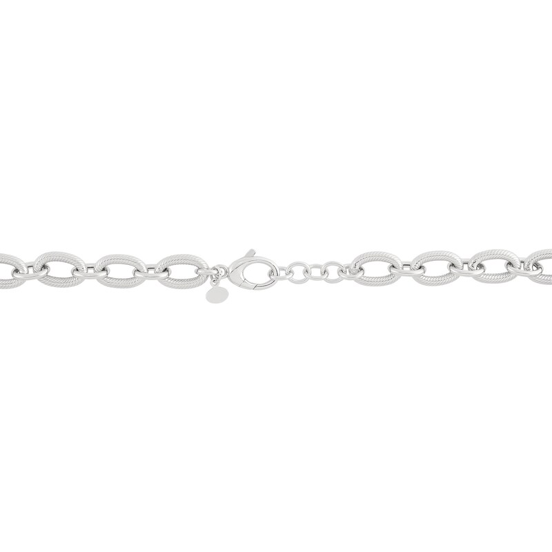 Main Image 3 of 10.0mm Textured and Polished Figaro Chain Necklace in Hollow Sterling Silver - 18"