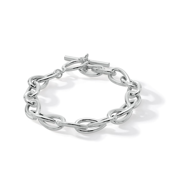 7.7mm Pear-Shaped Twist Link Chain Toggle Bracelet in Hollow Sterling Silver - 7.5"
