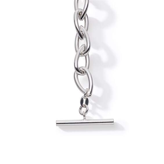 7.7mm Pear-Shaped Twist Link Chain Toggle Bracelet in Hollow Sterling Silver - 7.5"