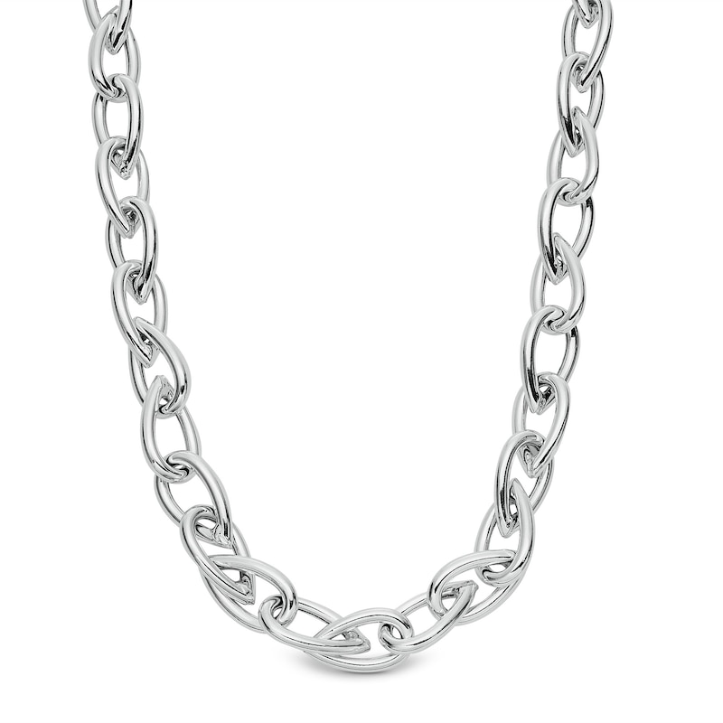 Main Image 1 of 7.7mm Pear-Shaped Twist Link Chain Necklace in Hollow Sterling Silver - 17"