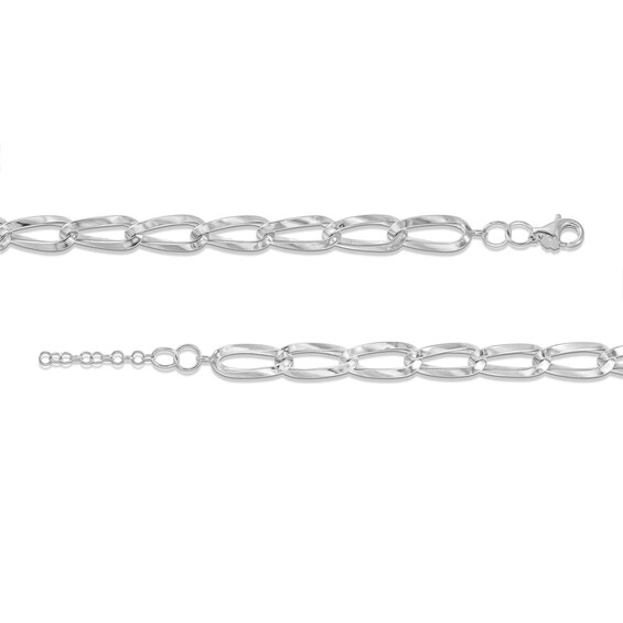 9.5mm Oval Twist Curb Chain Bracelet in Hollow Sterling Silver - 8.5"