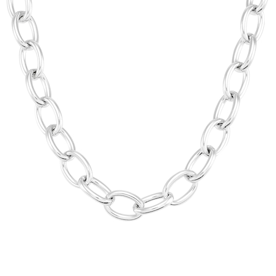 7.5mm Oval Rolo Chain Necklace in Hollow Sterling Silver - 19.5"