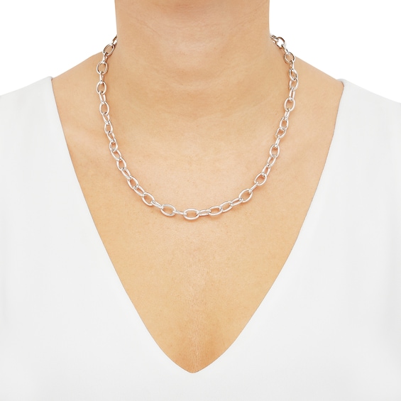 7.5mm Oval Rolo Chain Necklace in Hollow Sterling Silver - 19.5"