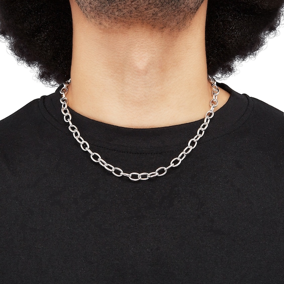 7.5mm Oval Rolo Chain Necklace in Hollow Sterling Silver - 19.5"