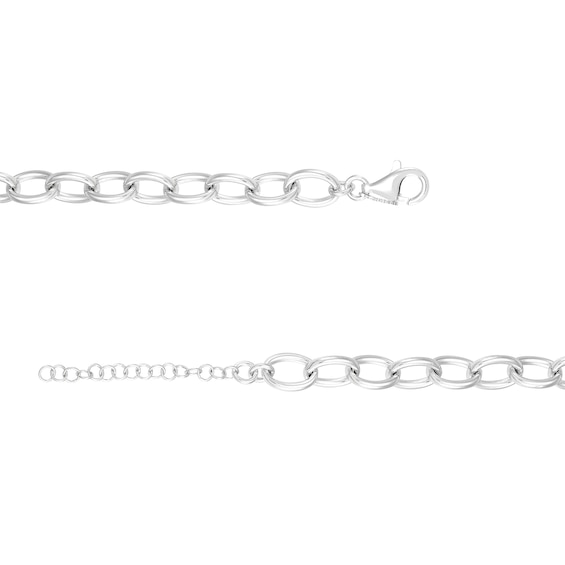 7.5mm Oval Rolo Chain Necklace in Hollow Sterling Silver - 19.5"