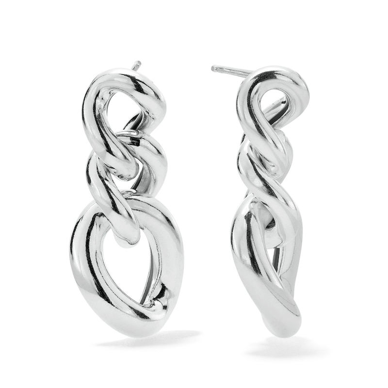 Main Image 1 of Graduated Chain Link Drop Earrings in Hollow Sterling Silver