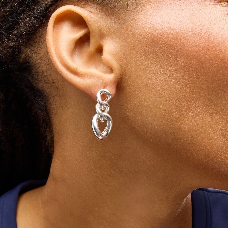 Main Image 2 of Graduated Chain Link Drop Earrings in Hollow Sterling Silver